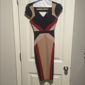 Colorblock Cap Sleeve Dress